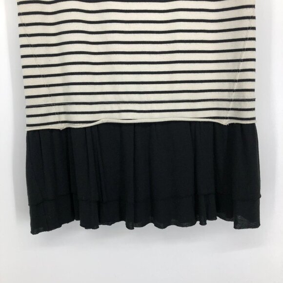 Free People Beach Striped ShortSleeve RoundNeck Top w Black Ruffle Peplum Hem XS - Picture 5 of 14
